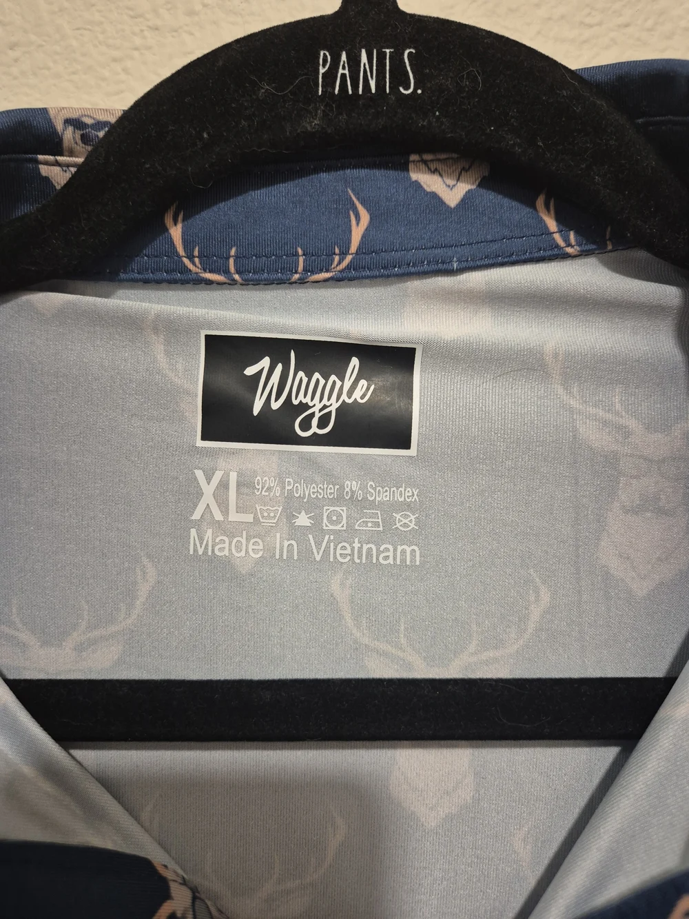 Waggle Polo Shirt Mens Large Blue Kentucky Buck Stag Golf Stretch Outdoor XL - Picture 4 of 5